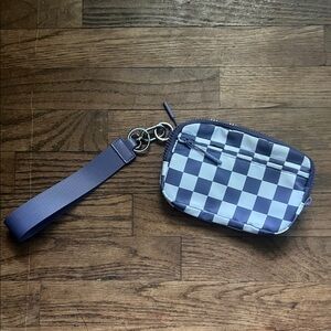 Checkered lavender and white Wristlet